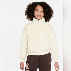 NWT Nike Kids' Sportswear Swoosh Faux Fur Jacket